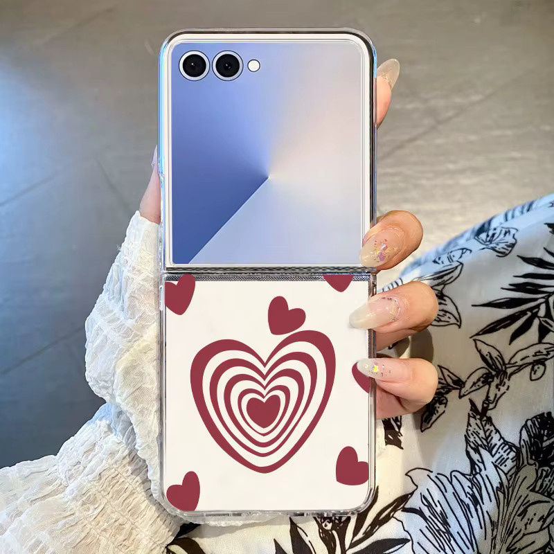 Transparente Handyhülle mit Herz-Print für Samsung Galaxy Z Flip 7 FE 6 5G 4 3 5G aus hartem PC - Bild 2