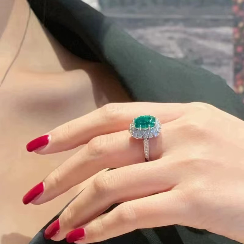 ZSHANSGL Offener Ring 925 Silber, Smaragd, Kristall, Damen - Bild 2