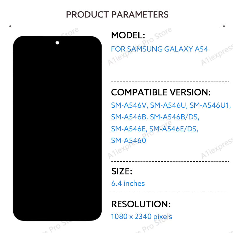 Samsung Amoled LCD Display mit Rahmen für Galaxy A54 5G A546 in Schwarz - Bild 2