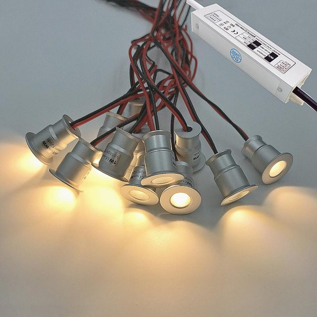 KPSUN Outdoor LED Deckenstrahler IP65 mit Transformator, 1W Mini LED Downlight für Party und Bühne, 12V - Bild 1