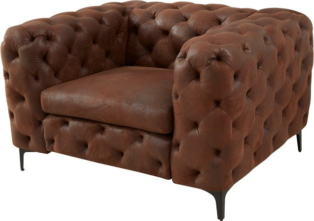 riess-ambiente Chesterfield Sessel im Barock-Design mit Microfaser-Bezug und Federkern, Farbe: antik braun, Breite: 120 cm - Bild 1