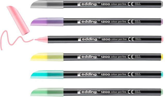 edding 1200 Colour Pen Fine Pastell 6er-Set Mehrfarbig - Bild 1