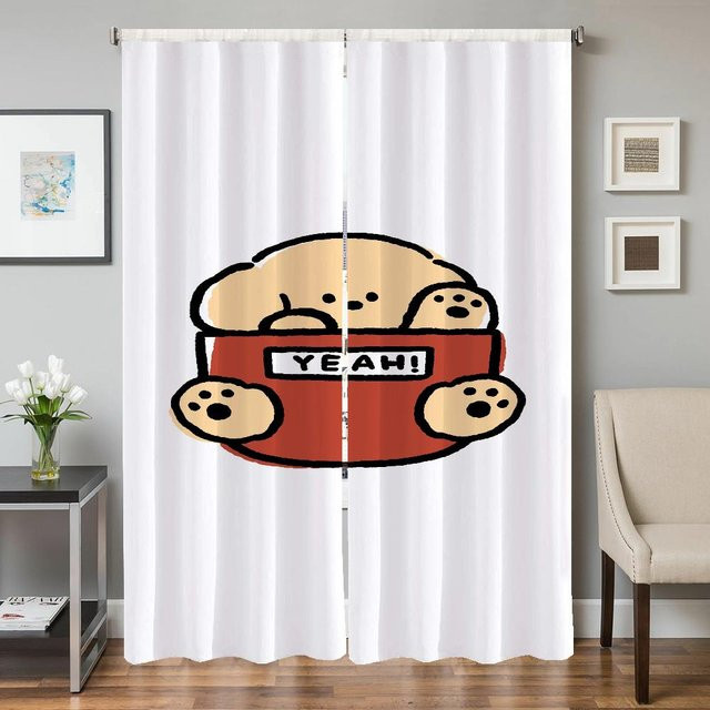 2er-Set Küchenvorhänge mit Tier-Motiv von Household supplies MH, halbtransparent, Weiß, B: 50 cm, H: 70 cm - Bild 1