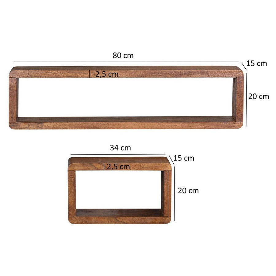 Wohnling Wandregal Cube aus Holz in Braun und Beige, Rustikaler Stil, B/T/H: 80 x 20 x 15 cm - Bild 3