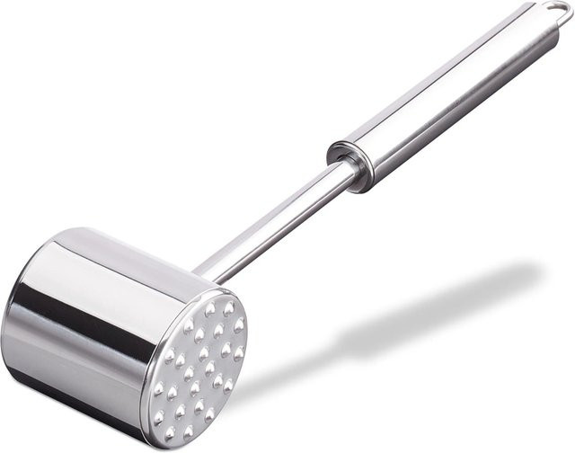 Relaxdays Fleischklopfer aus Edelstahl in Silber, B: 5,5 cm, H: 28 cm, T: 6 cm - Bild 1