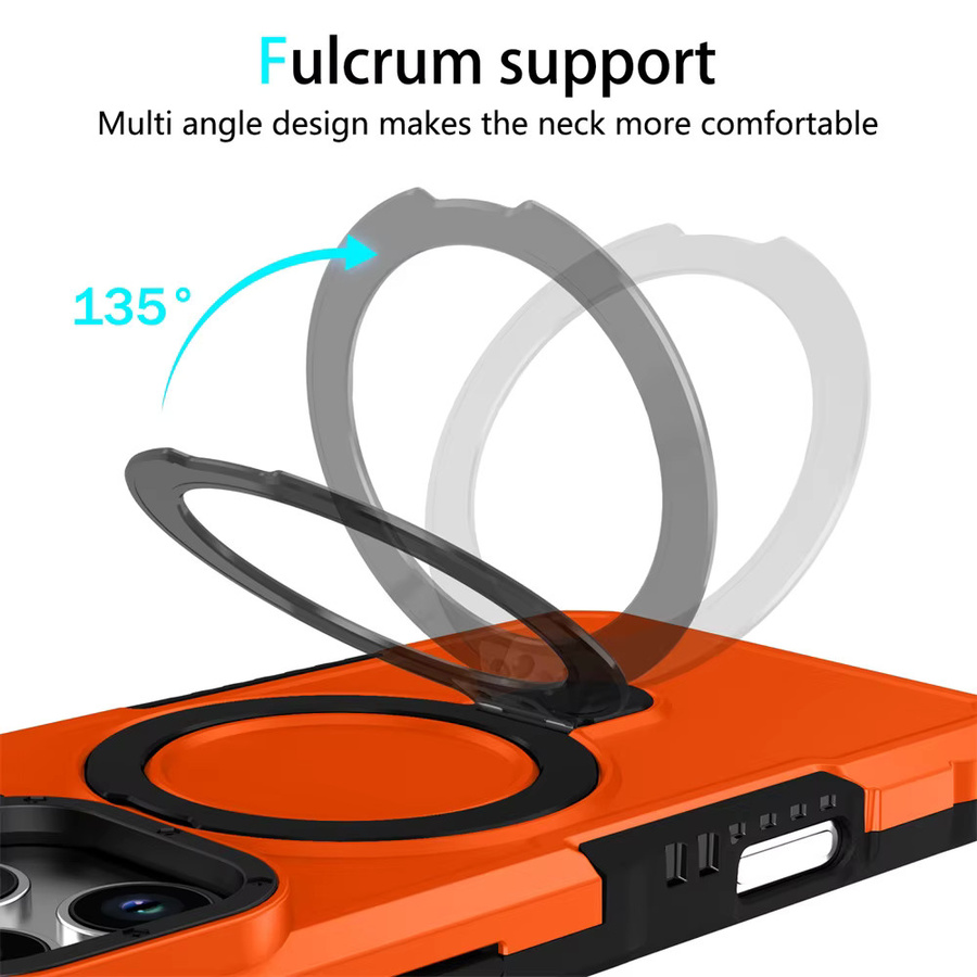 Apple iPhone 17 Pro Max Plus Air Anti-Rutsch Schutzhülle mit magnetischem Ständer und Double Layer Protection in Schwarz oder Orange - Bild 5