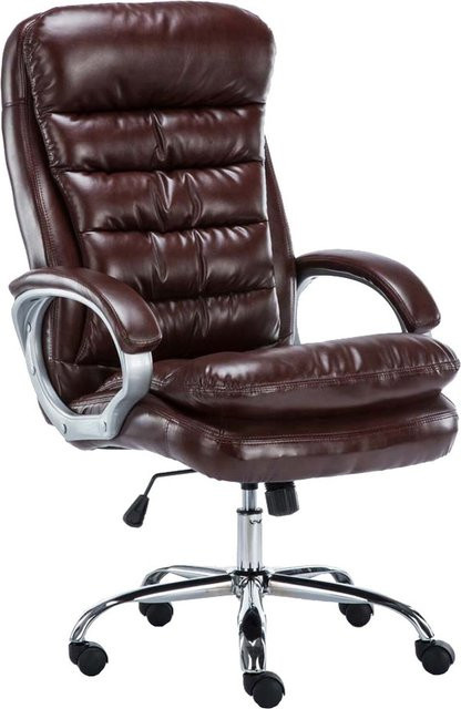 TPFLiving Bürostuhl BIG Vancom Executive Chair aus Kunstleder in Bordeauxrot mit Armlehnen und Rollen - Bild 1