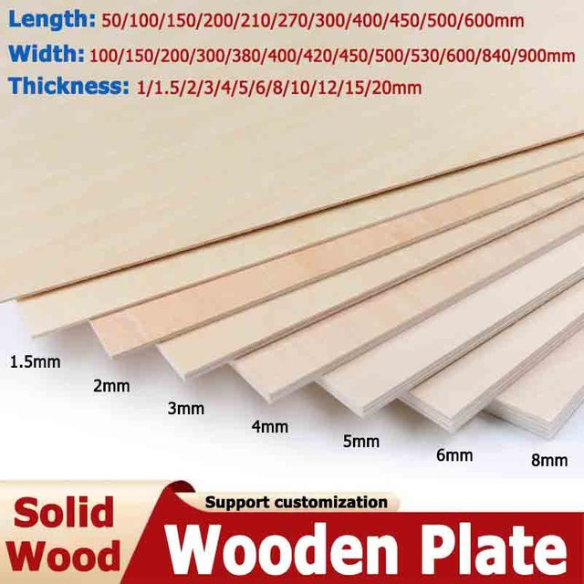 Massive Holzplatte aus Sperrholz für DIY-Modelle, Breite: 100 mm bis 600 mm, Tiefe: 50 mm bis 900 mm, Dicke: 15 mm - Bild 1