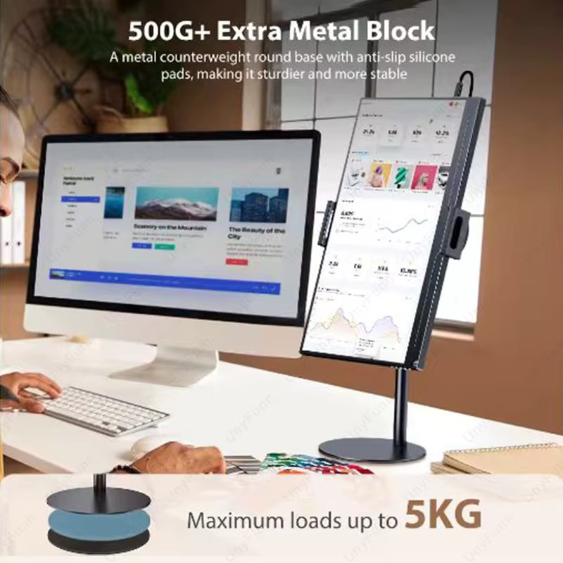 Cdisplay Tragbarer Monitorständer in Schwarz, höhenverstellbare Desktop-Monitorhalterung für Smartphones, Tablets und Monitore von 4,7 bis 17,3 Zoll - Bild 4
