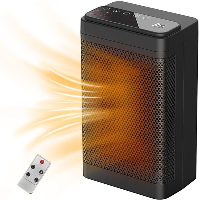 Neoglint Mini Keramik-Heizlüfter mit 1500W Leistung, 3 Geschwindigkeiten und Thermostat, Schwarz - Bild 1