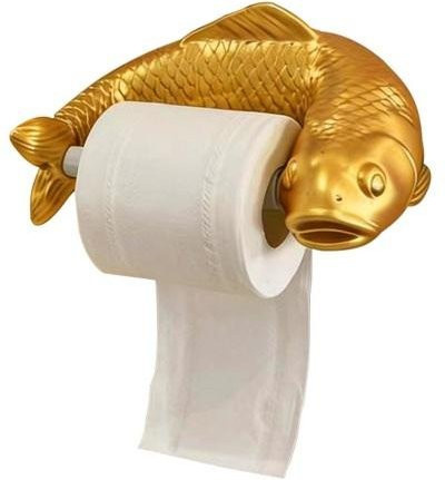 Hercules Goldfisch Toilettenpapierhalter Wandmontierter Toilettenrollenhalter in Goldgelb - Bild 1