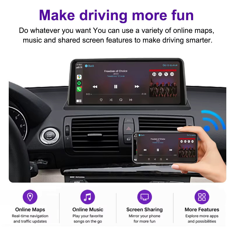 AUTOTOP 10,25 Zoll Linux Android Auto Touchscreen für BMW 1er E81 E82 E87 E88 (2005–2012) mit Carplay, Youtube und iDrive Unterstützung in Schwarz - Bild 5