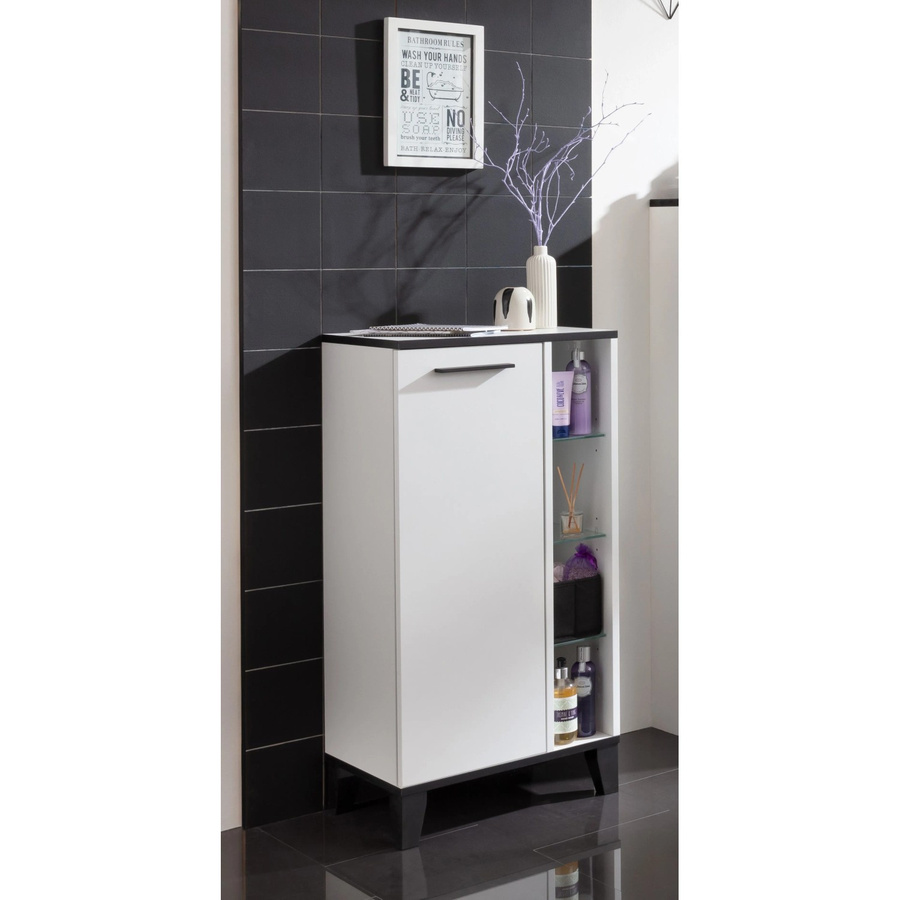 Fackelmann Midischrank TE-A in Weiß Matt mit Soft-Close-Türen und Regalböden, B/T/H: 47 x 32 x 94,2 cm - Bild 2