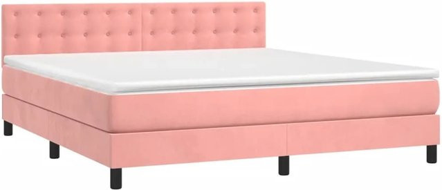 vidaXL Boxspringbett mit Matratze in Rosa, Hybrid-Bett mit Samtbezug, LED-Unterbettbeleuchtung und USB-Ladeport, B/T: 180 x 200 cm - Bild 1