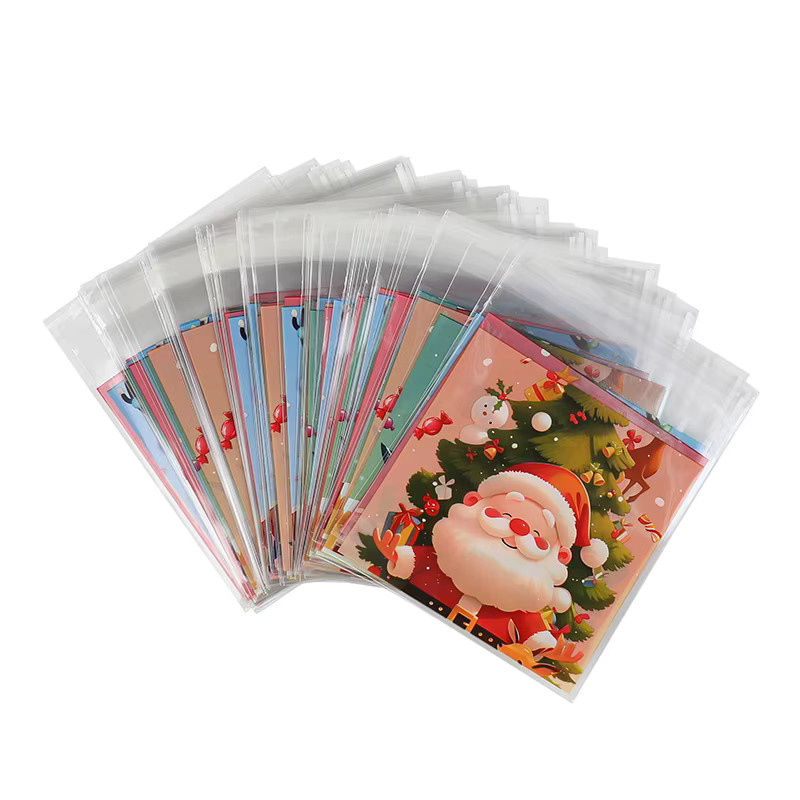 100 Stück Selbstklebende Cartoon Weihnachts Geschenkverpackung OPP Taschen für Süßigkeiten und Cookies zur Partydekoration - Bild 4