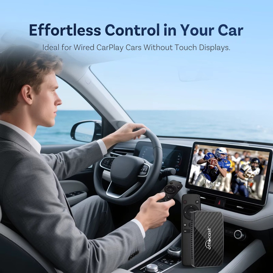 Ottocast Play2video Pro AI Box Kabelloser CarPlay und Android Auto Adapter mit 1080P Bildschirmspiegelung sowie integriertem YouTube, Netflix, TikTok und IPTV in Schwarz - Bild 4