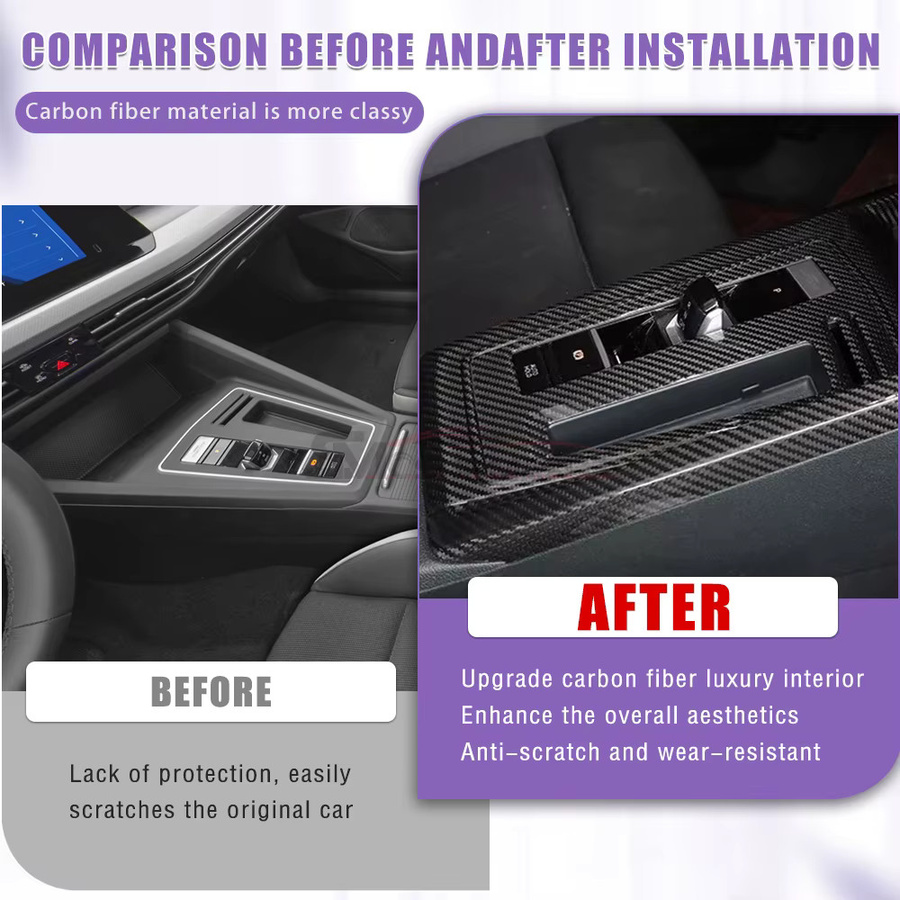 SMCSUNMAXCF Carbonfaser Interieur-Kit für VW Golf 8 MK8 und Golf 8.5 MK8 2020-2026 in Schwarz für Armaturenbrett, Mittelkonsole und Fensterschalterblenden - Bild 4