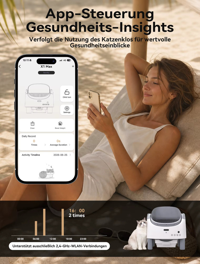 Amicura X1 Max Smarte Automatische Katzentoilette in Weiß – Geräuscharme App-gesteuerte Elektrische Selbstreinigende Katzentoilette mit Geruchsbeseitigung - Bild 4