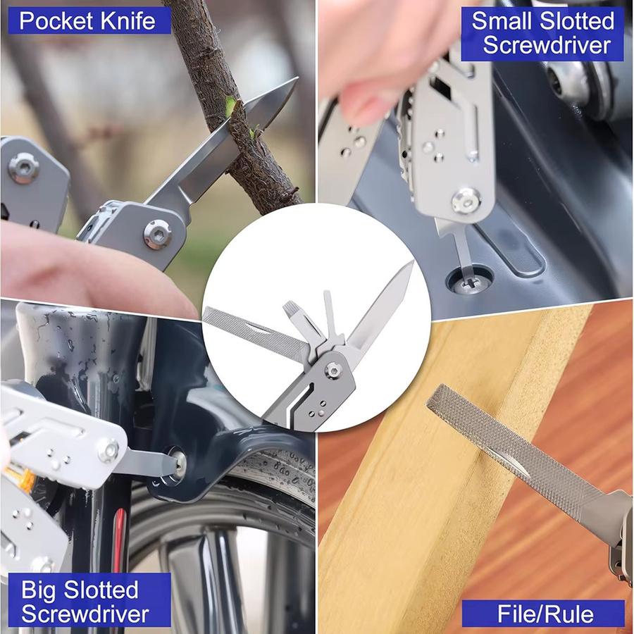 WOZOBUY 14 in 1 Multitool in Schwarz und Silber mit Zange, Messer und 11 Bits für Camping und Outdoor - Bild 2