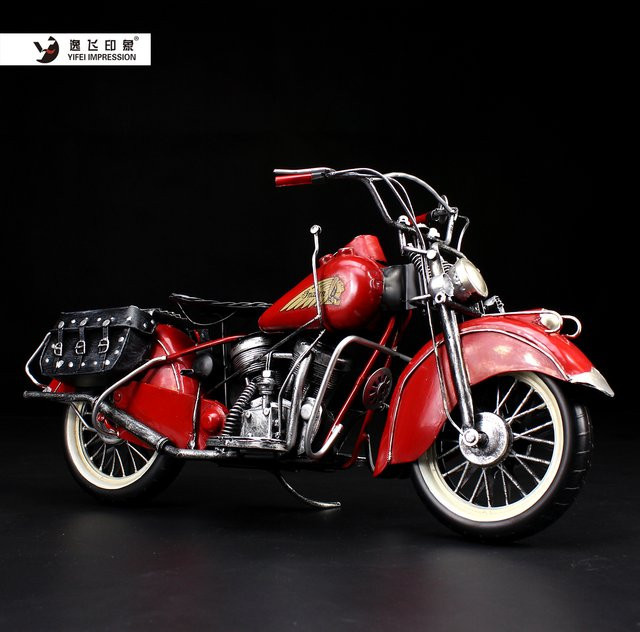 YIFEI IMPRESSION Motorradmodell, Retro, Metall, 1:6 Maßstab, Rot - Bild 1