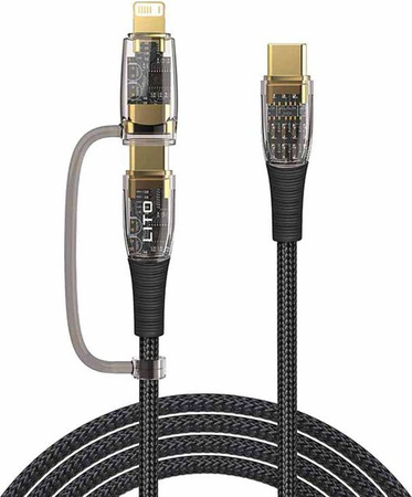 Lito LD12 USB-C auf Lightning Daten- und Ladekabel, 60W, Schwarz, Länge: 1,2 m