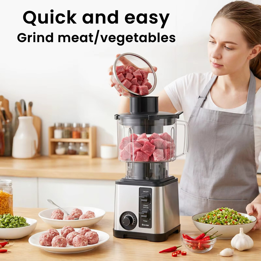 Jianyana 5-in-1 Mixer und Küchenmaschine Kombi mit 2600W, Elektrischer Zerkleinerer aus Edelstahl in Silber - Bild 4