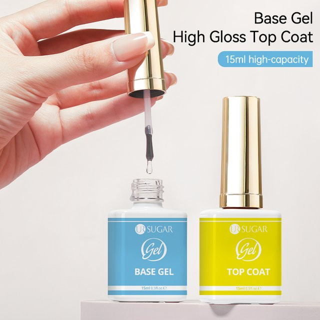 UR SUGAR Base und Top Coat Gel, 15 ml, HEMA-frei, glänzend - Bild 1