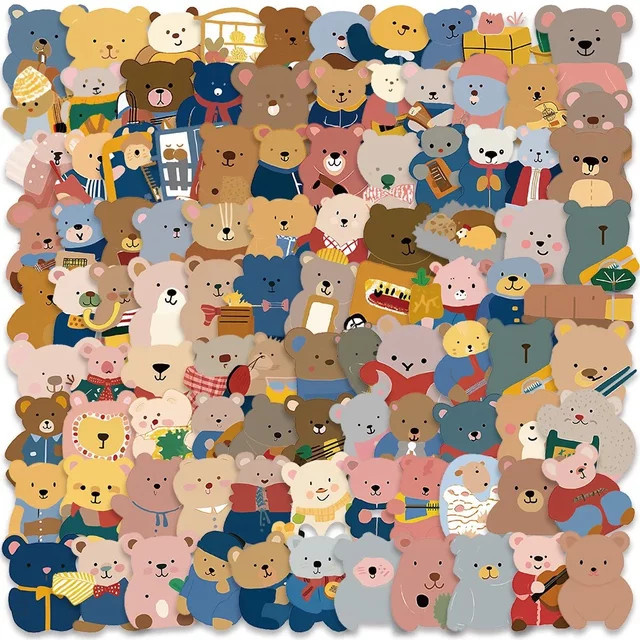 100 Stück niedliche Cartoon-Aufkleber mit kleinem Braunbär von YourLife Store in Multicolour - Bild 1