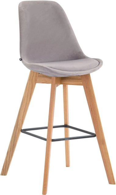 DELUKE GIKAR Barhocker aus Samt in Grau mit Lehne, moderner Barstuhl für Küche und Wohnzimmer, B/T/H: 48 x 56 x 112 cm - Bild 1