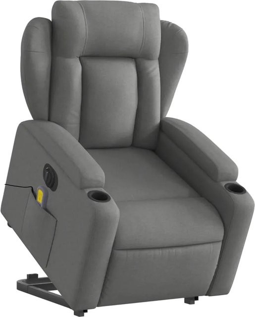 vidaXL Elektrischer Massagesessel mit Aufstehhilfe in Dunkelgrau aus Stoff, Modell 6 - Bild 1