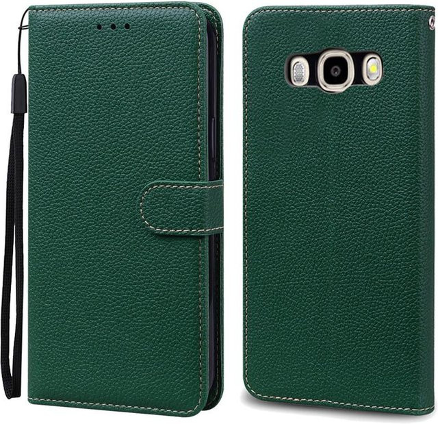 Samsung Galaxy J5 2016 Leder-Brieftasche Flip-Hülle in Dunkelgrün für J510 und J510F - Bild 1