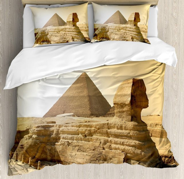 Bettwäsche Set JMG Household Supplies Ägyptische Pyramiden Design in Beige, Microfaser, B/H: 135 x 200 cm - Bild 1