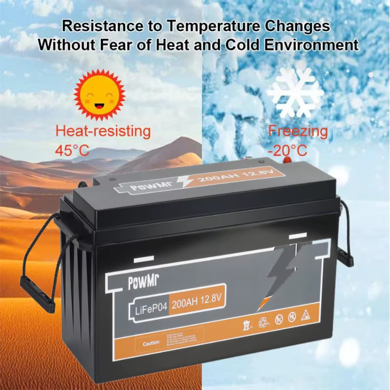 PowMr LiFePO4 Batterie 12,8V 200Ah mit integriertem BMS 2560Wh Deep-Cycle Lithium-Eisenphosphat-Batterie in Schwarz für Solarenergiespeicher, Wohnmobile, Boote, Off-Grid und USV - Bild 6