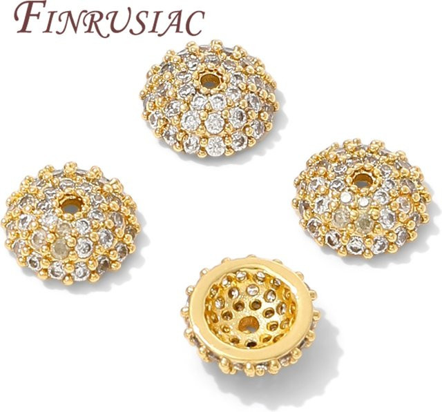 FINRUSIAC Perlenkappen, 18 Karat vergoldetes Messing, Zirkon, 8,5 mm - Bild 1