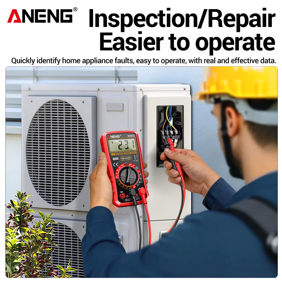 ANENG SZ852 Digitales Multimeter 600V AC/DC 10A mit Strom- Widerstands- und Diodentest, Summer, Datenhaltefunktion und Niedrigbatterie-Anzeige in Rot - Bild 4