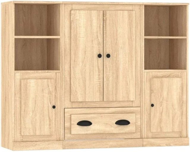 vidaXL Highboards 3er-Set Sonoma-Eiche aus Holzwerkstoff mit Schranktüren und Regalböden - Bild 1
