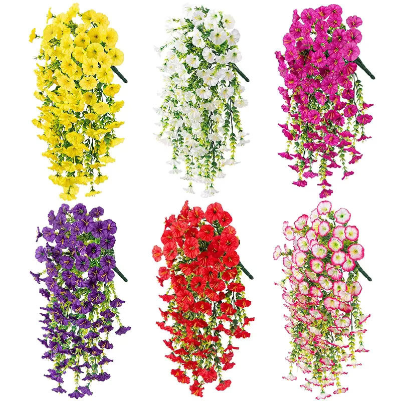 2er-Set künstliche hängende Pflanzen von xunyihappy mit Morning Glory und Eukalyptus in Mehrfarbig für Garten, Hochzeit und Dekoration - Bild 6