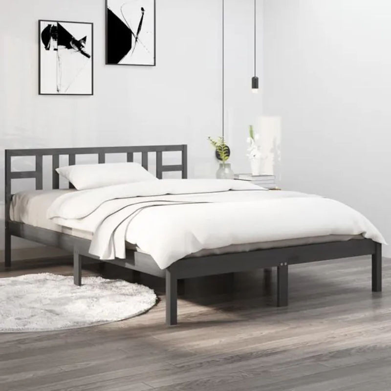 Massivholzbett aus Kiefer von Vidaxl in Grau, B/T: 200 x 200 cm - Bild 1