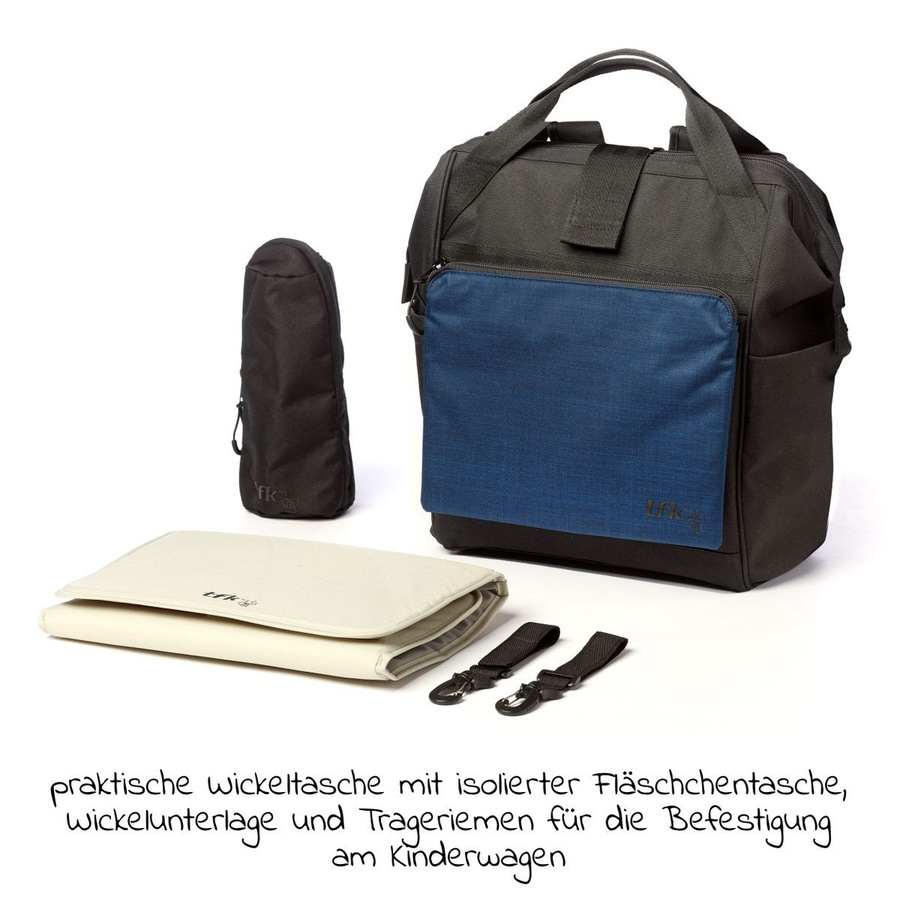 TFK Wickelrucksack inklusive Befestigung, Wickelunterlage und Flaschenhalter in Marineblau - Bild 2