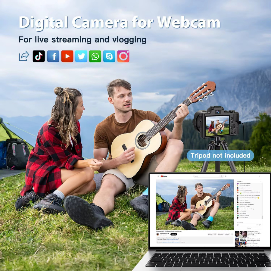 AMORUS 8K Digitalkamera in Schwarz mit 88 MP, Dual-Objektiv, Autofokus, WiFi und 16-fachem Digitalzoom als kompakte Vlogging-Reisekamera mit Touchscreen - Bild 4