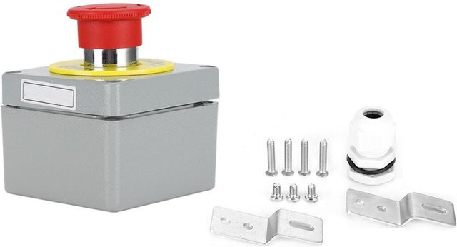 TOMTOP JMS Not-Aus-Steuerung Schalterkasten mit 1 Taste, IP66 wasserdicht und staubdicht, Aluminium, grau, B/T/H: 80 x 75 x 60,8 cm - Bild 1