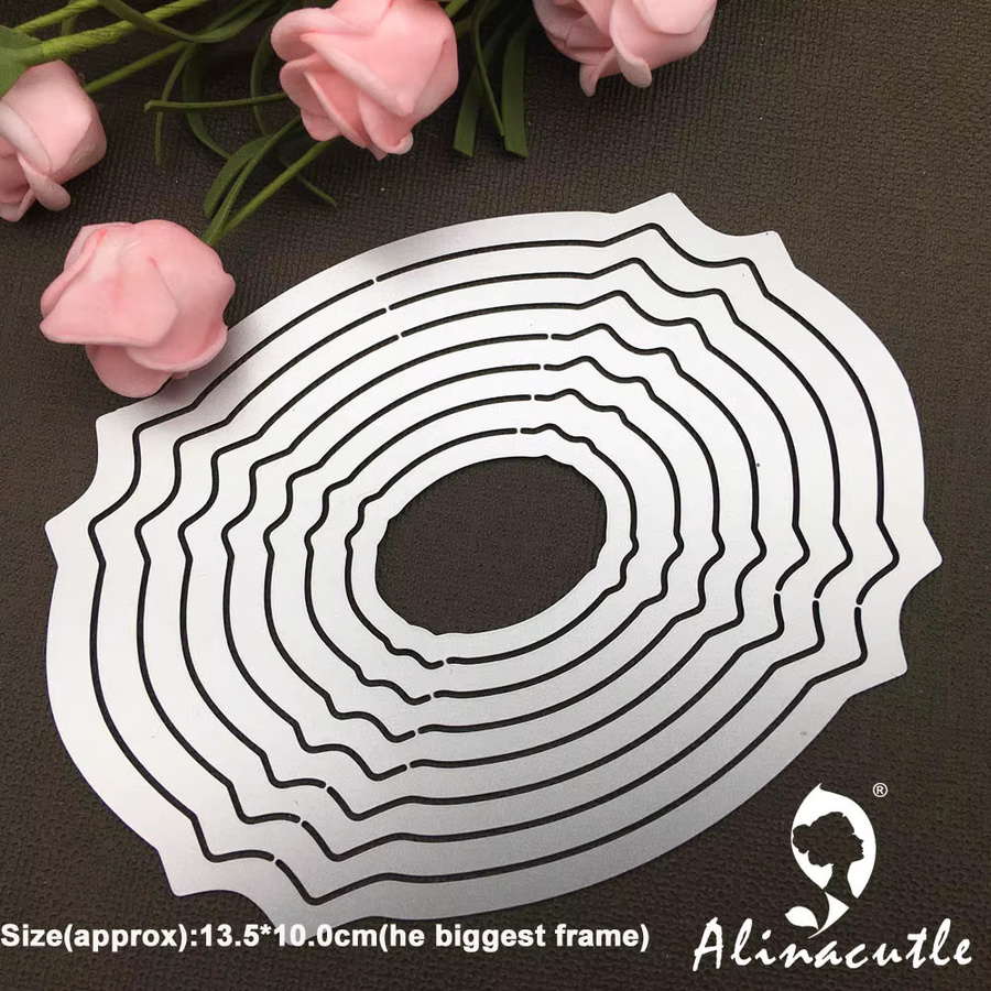 Alinacutle Metal Cutting Dies Nesting Basic Frame Set für Scrapbook und Bastelarbeiten, 8-teilig, Silber/Grau - Bild 2