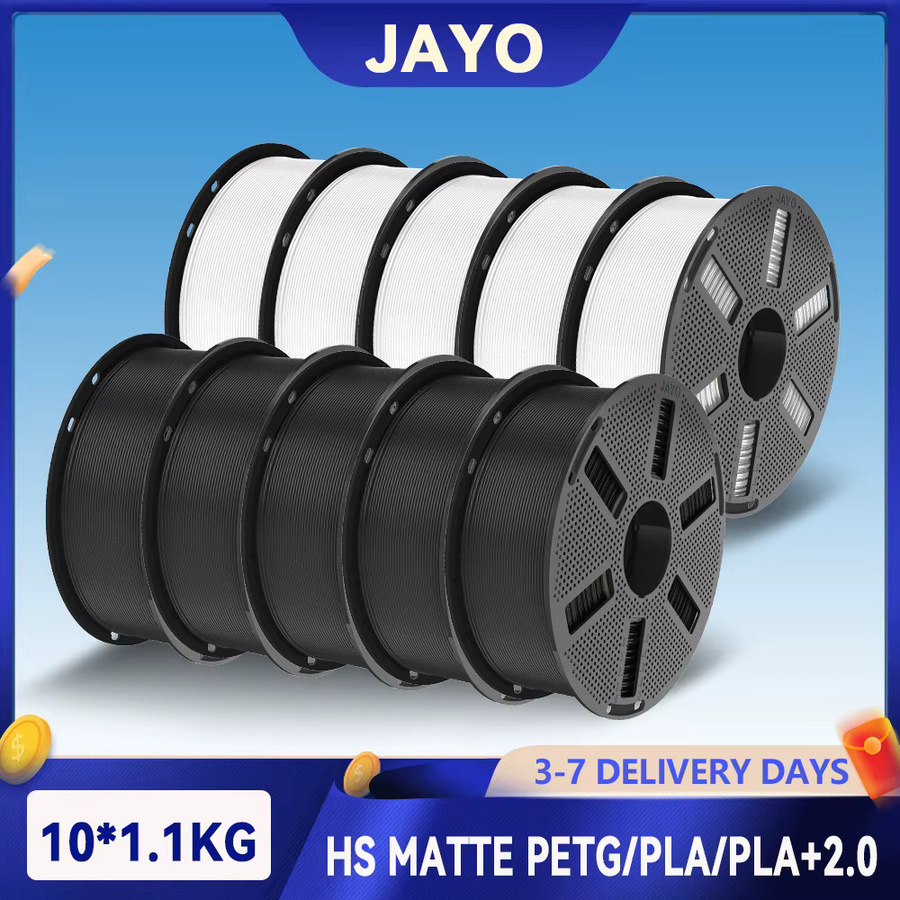 JAYO 10 Rollen 3D-Druckerfilament Set, 1,75mm Matt PLA und PETG in Weiß für FDM-Drucker - Bild 2