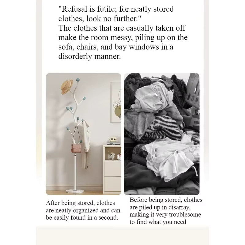 LIUSHADUOLA Kleiderständer aus Schmiedeeisen in Cremeweiß mit Haken für das Wohnzimmer - Bild 2