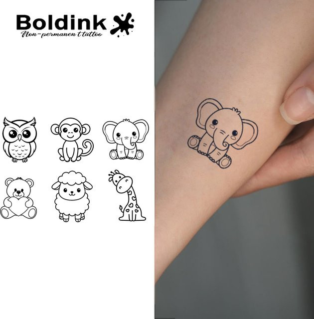 Boldink Tattoo-Aufkleber, Tier-Motiv, wasserfest - Bild 1
