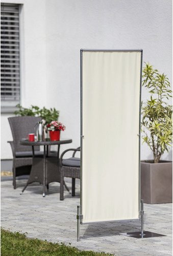 Floracord Paravent Wind- und Sichtschutz aus Polyester und Aluminium in Elfenbein, Breite: 70 cm, Höhe: 170 cm - Bild 3