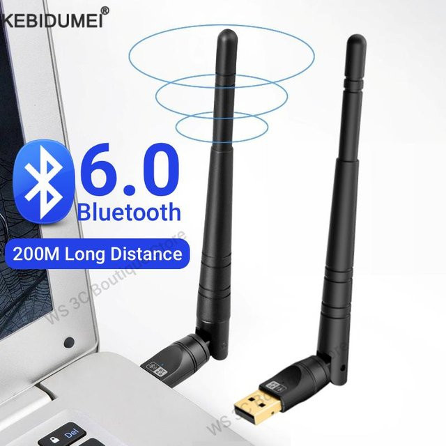 KEBIDUMEI USB Bluetooth 6.0 Adapter Dongle in Schwarz mit 200m Reichweite für PC und Laptop als Audio Receiver und Sender - Bild 1