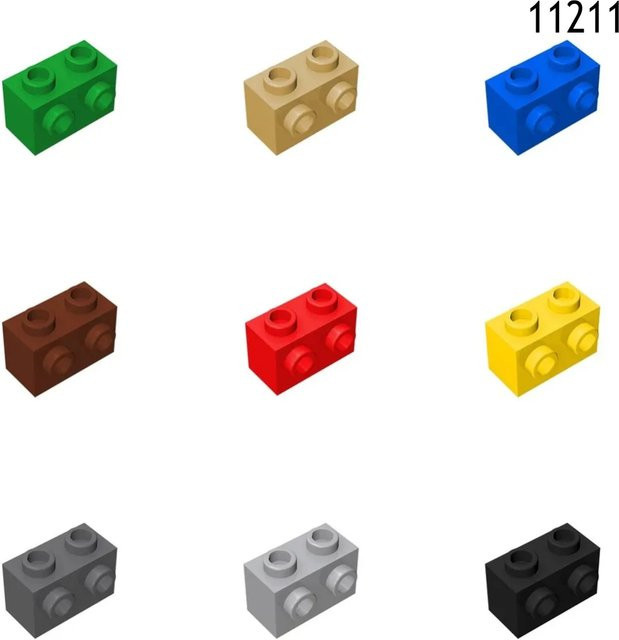JIAJIALE MOC-Bausteine 11211 Ziegel modifiziert 1x2, 60-teiliges Set, Grau - Bild 1