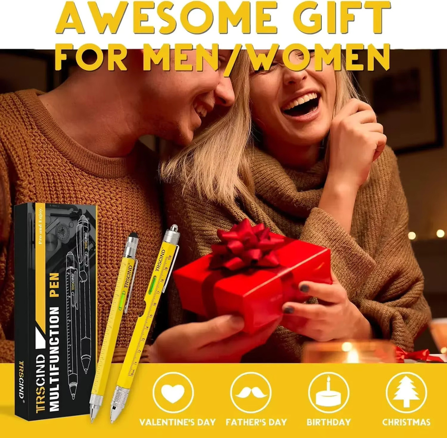9 in 1 Multi Tool Stift aus Metall in Schwarz als praktisches Werkzeug-Gadget für Männer und Handwerker - Bild 2