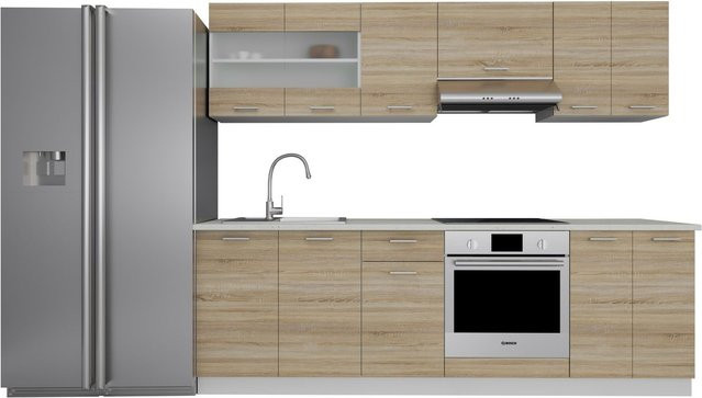 VCM 8-tlg Einbauküche Esilo modern mit Glastüren, H x B x T: 145 x 240 x 46 cm - Bild 1
